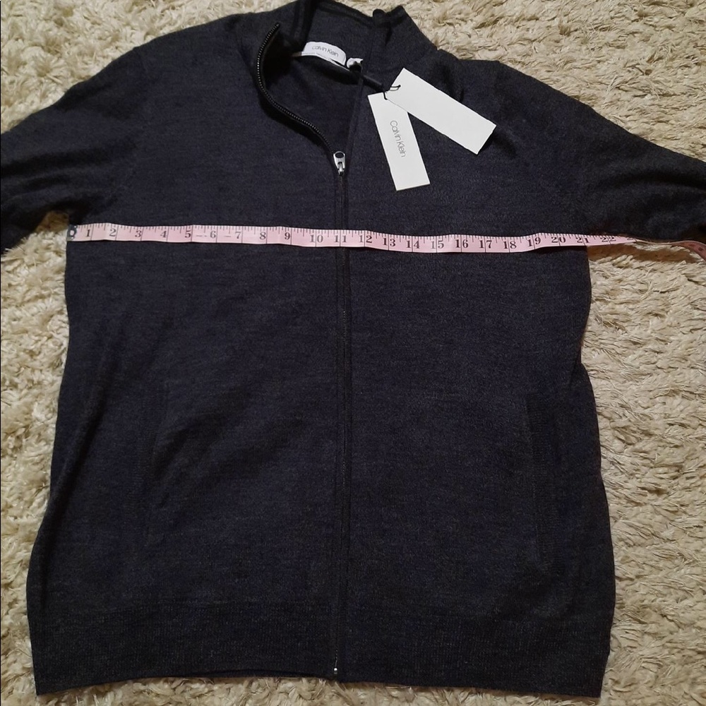 Calvin Klein Mens Full Zip Gray Cardigan NWT Sz L